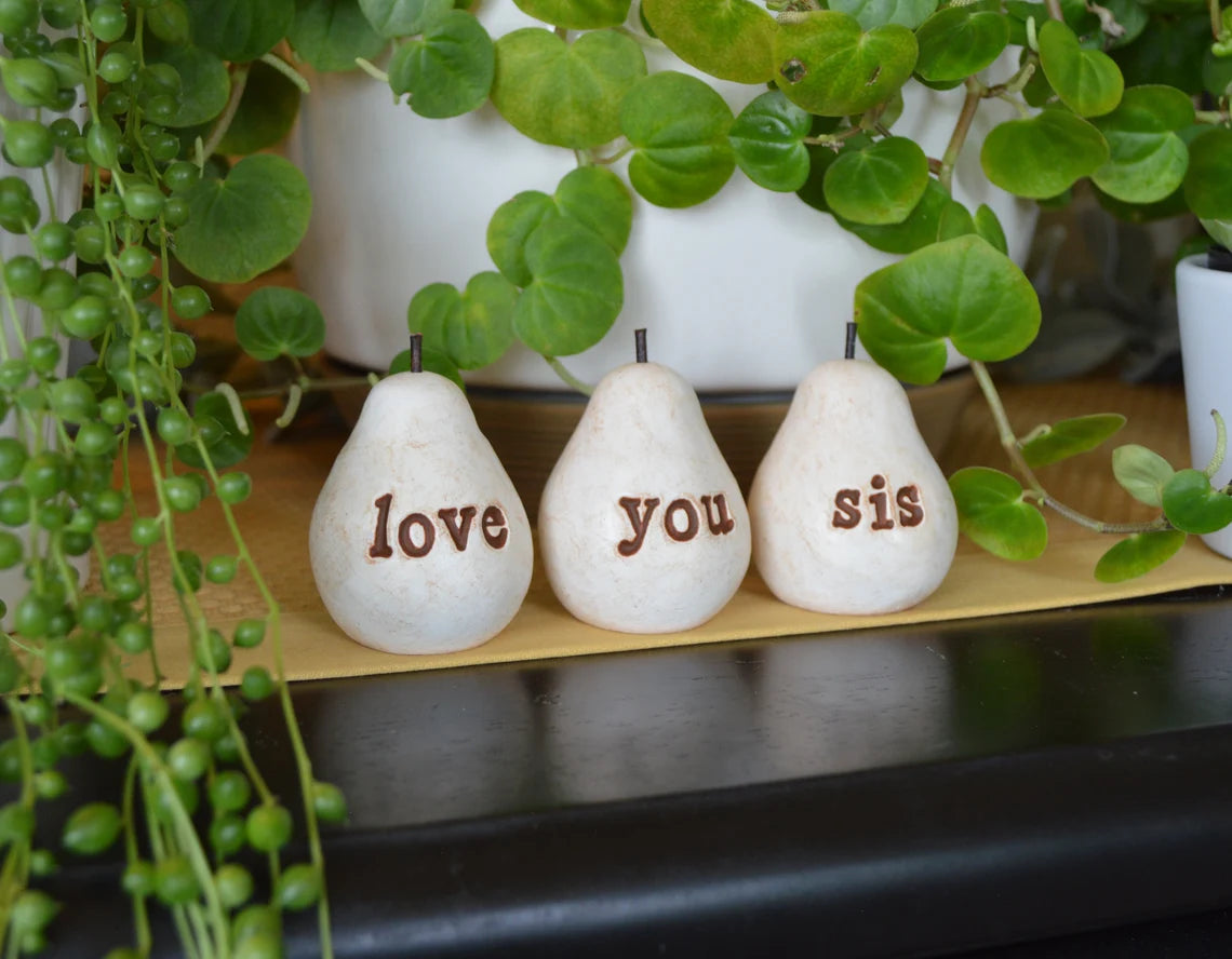 Rustic white love you sis pears / FREE SHIPPING