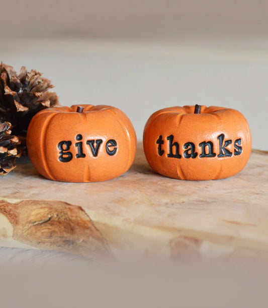 Rustic orange give thanks pumpkins / kitchen decor gift / FREE SHIPPING