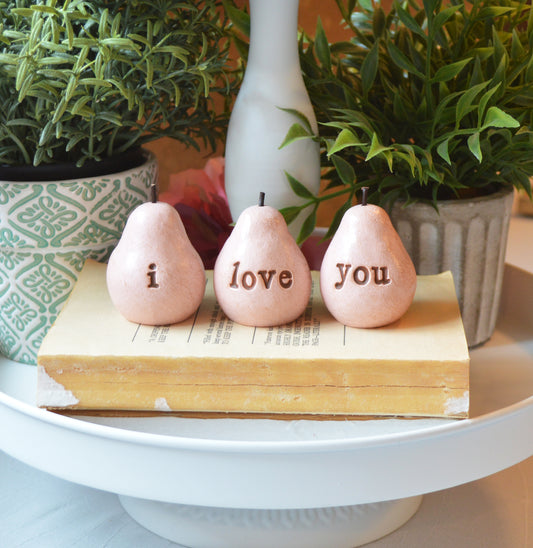 Vintage pink i love you pears / FREE SHIPPING