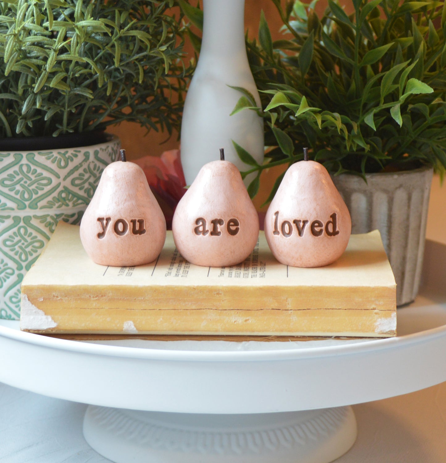 Rustic pink you are loved pears / FREE SHIPPING