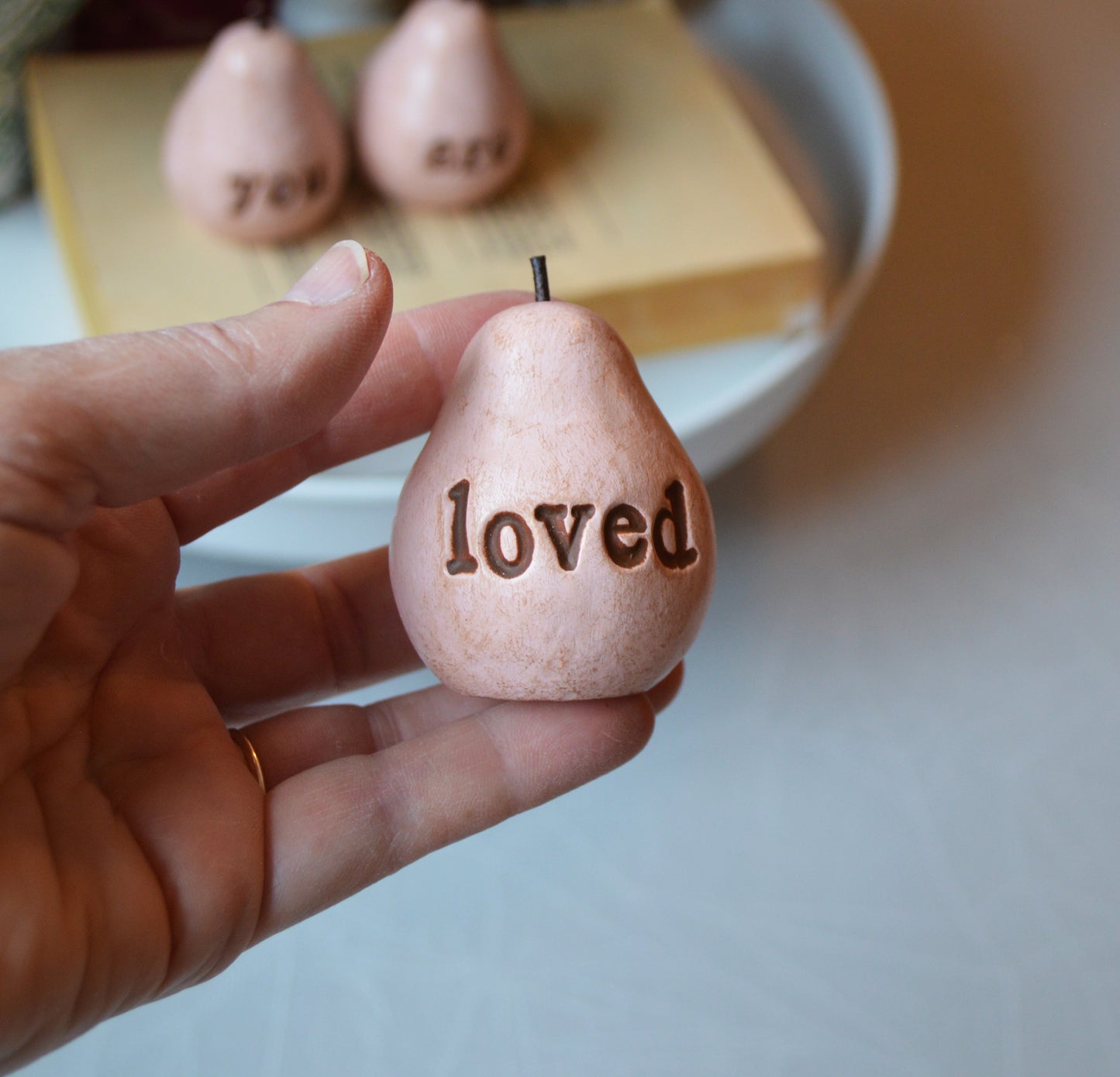 Rustic pink you are loved pears / FREE SHIPPING