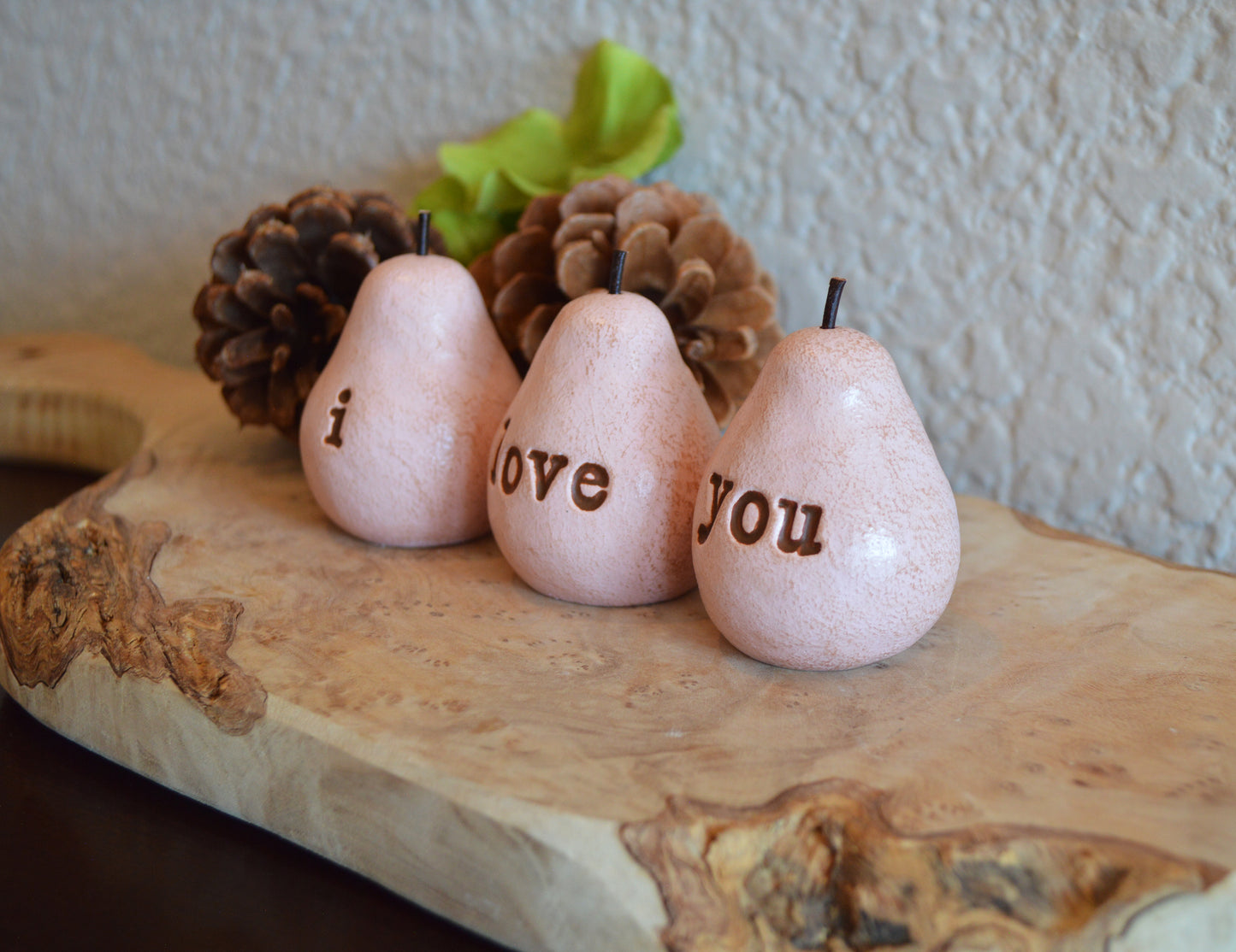 Vintage pink i love you pears / FREE SHIPPING