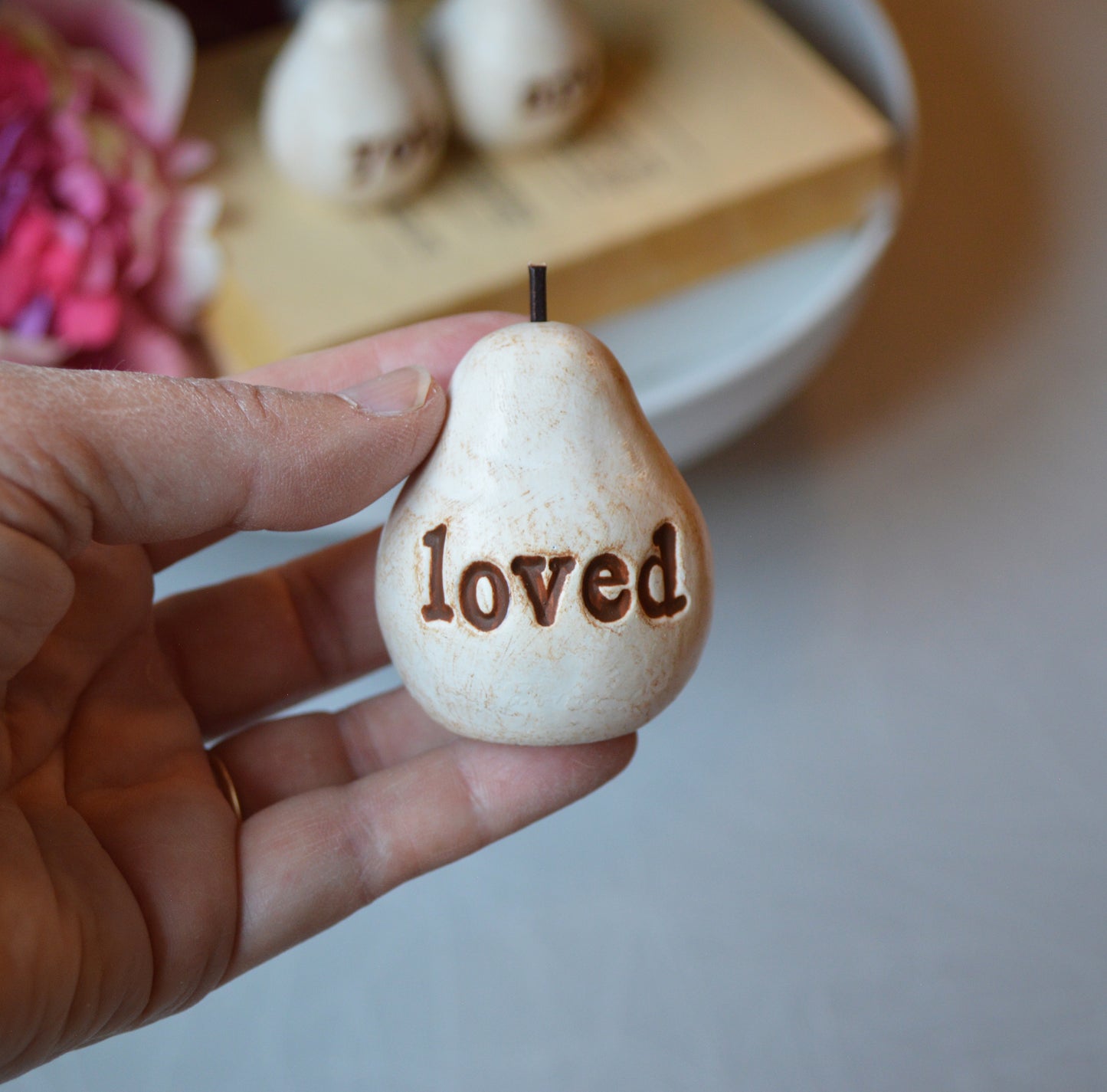 Rustic white you are loved pears / FREE SHIPPING
