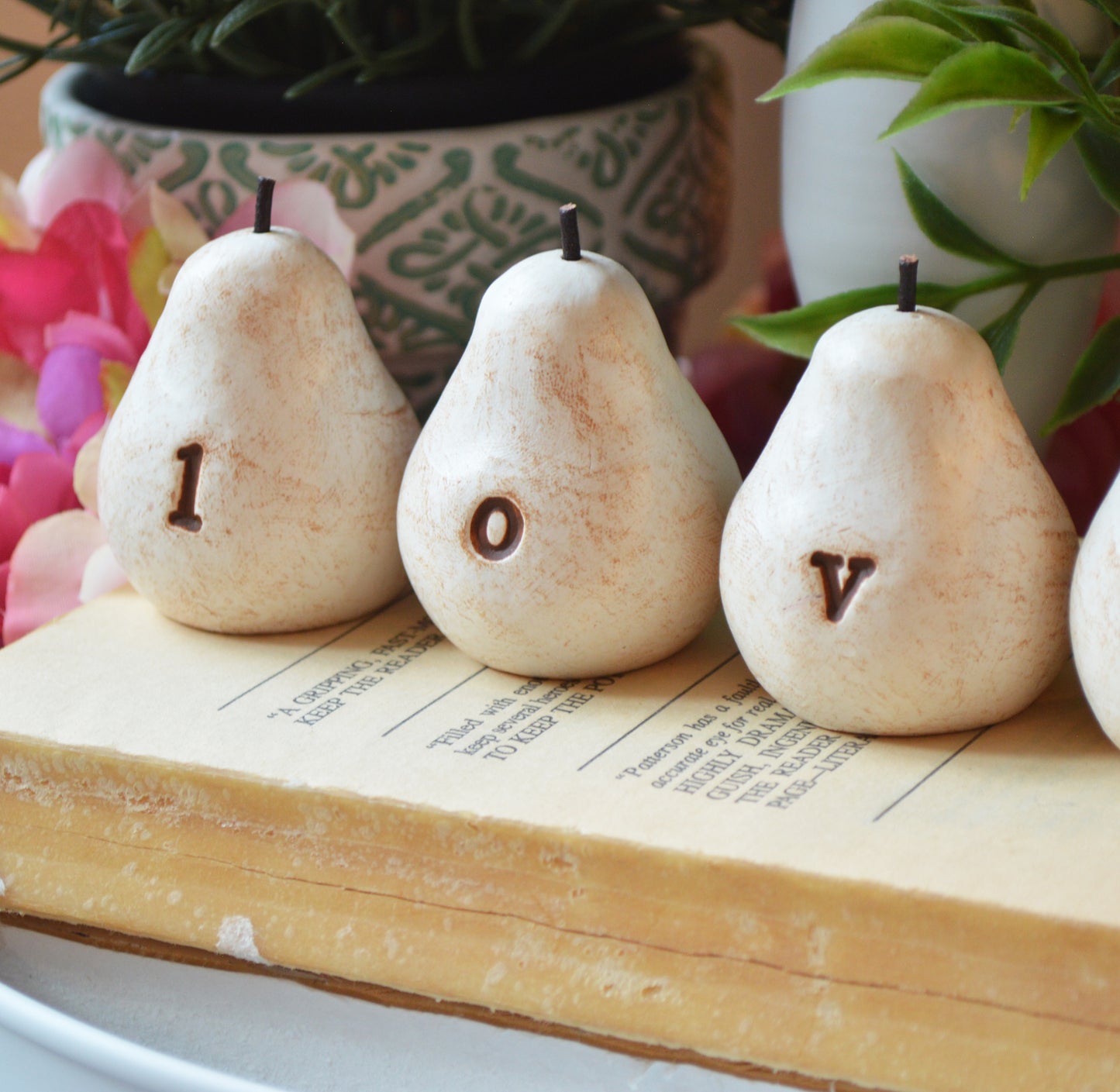 Vintage white LOVE pears / FREE SHIPPING