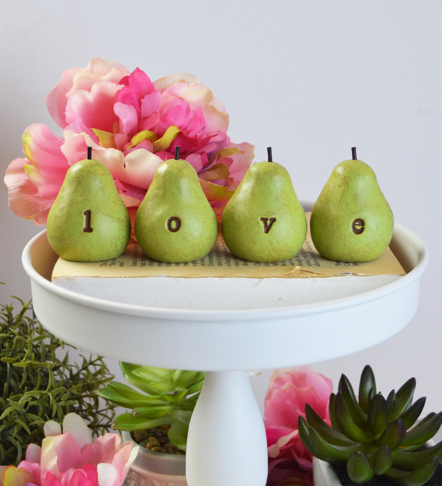 Vintage green LOVE pears