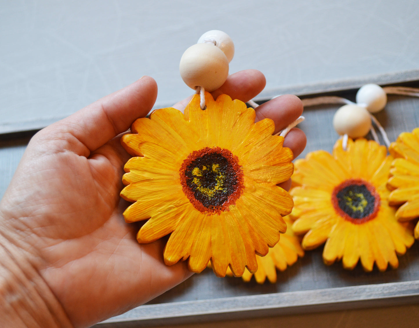 Essential oil diffuser sunflower flower car charm ornament / Make your ride smell awesome