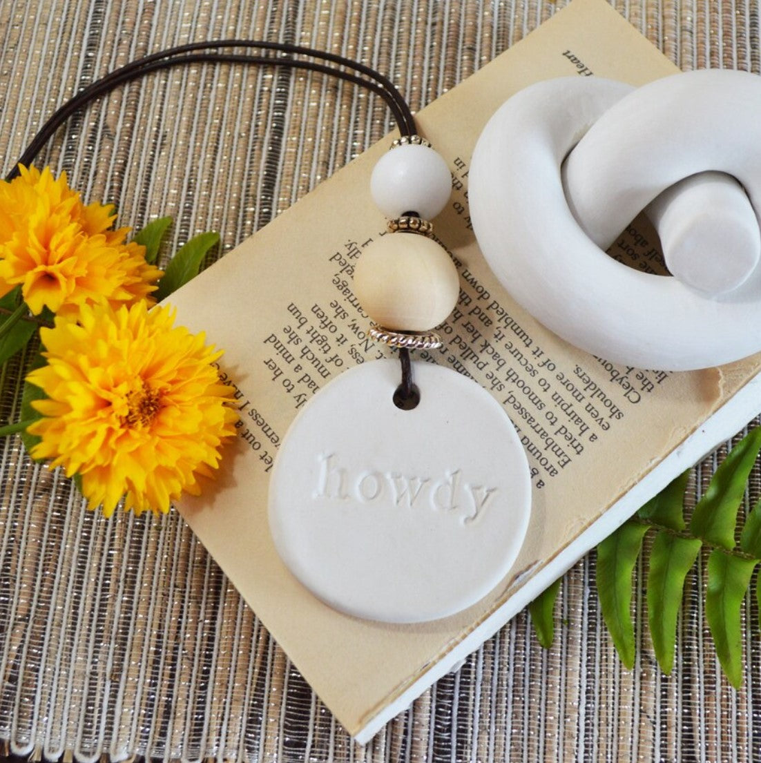 Essential oil diffuser car charm for your ride, gift for friend/ Hippie boho Rear view mirror ornament decor / ~~ howdy ~~