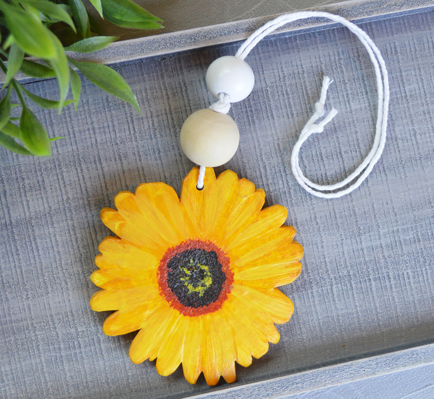 Essential oil diffuser sunflower flower car charm ornament / Make your ride smell awesome / FREE SHIPPING