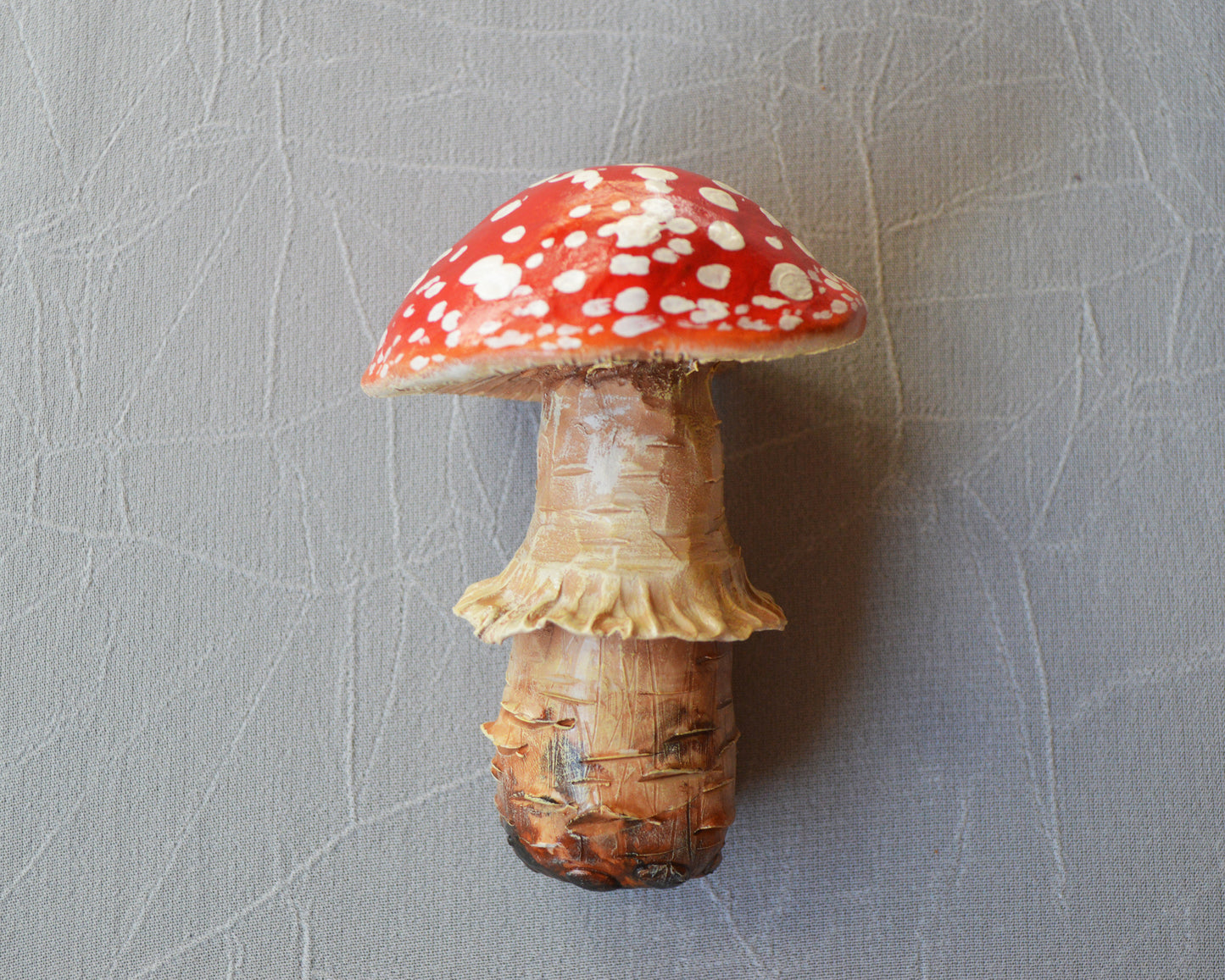 Realistic red cap mushroom "Amanita Muscaria" decor art object