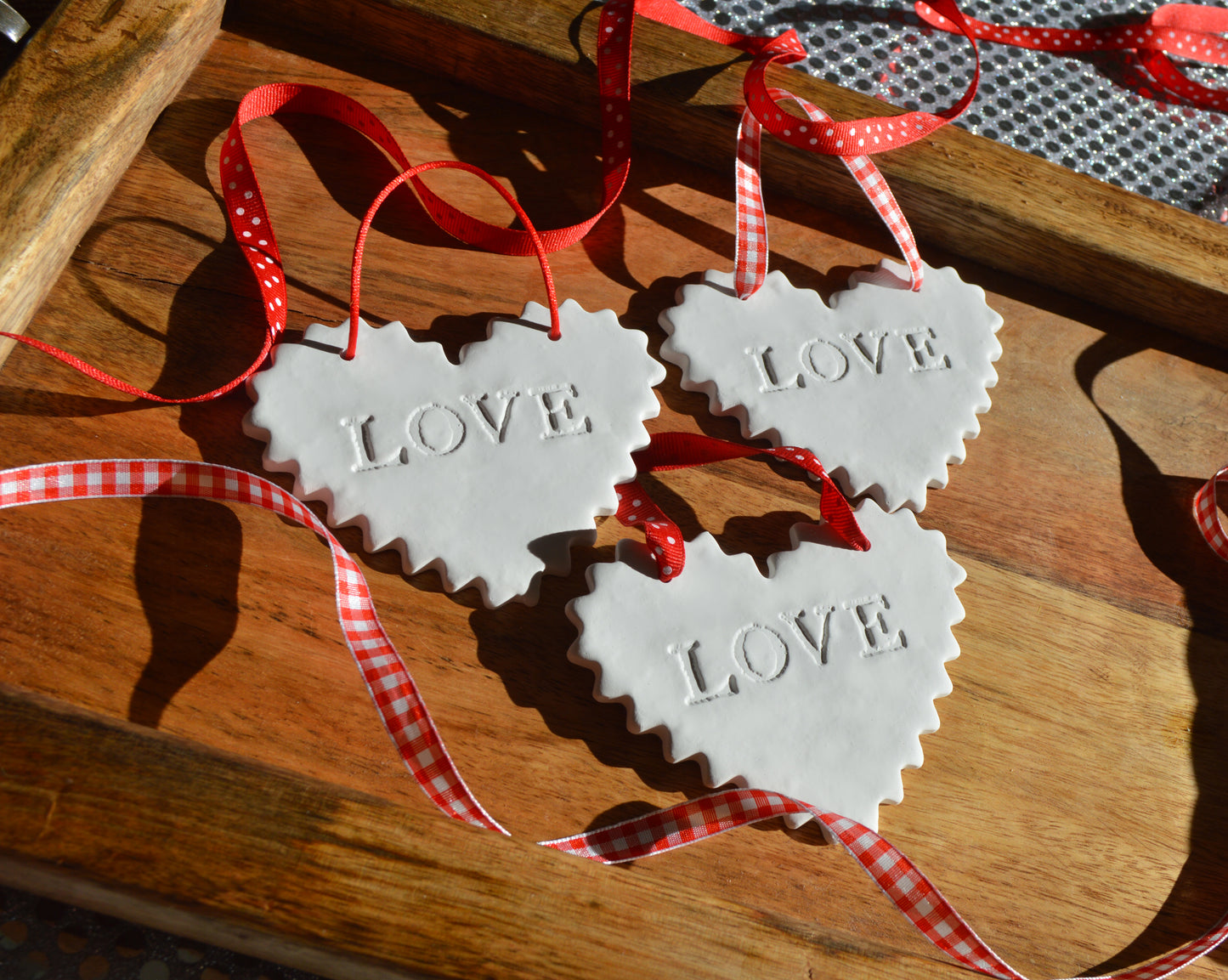Valentine's day ornaments - Set of 3 LOVE hearts