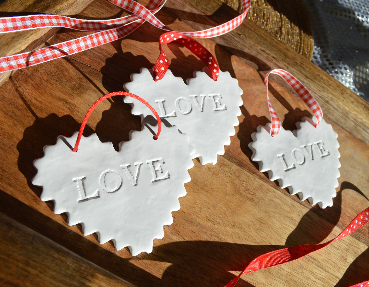 Valentine's day ornaments - Set of 3 LOVE hearts