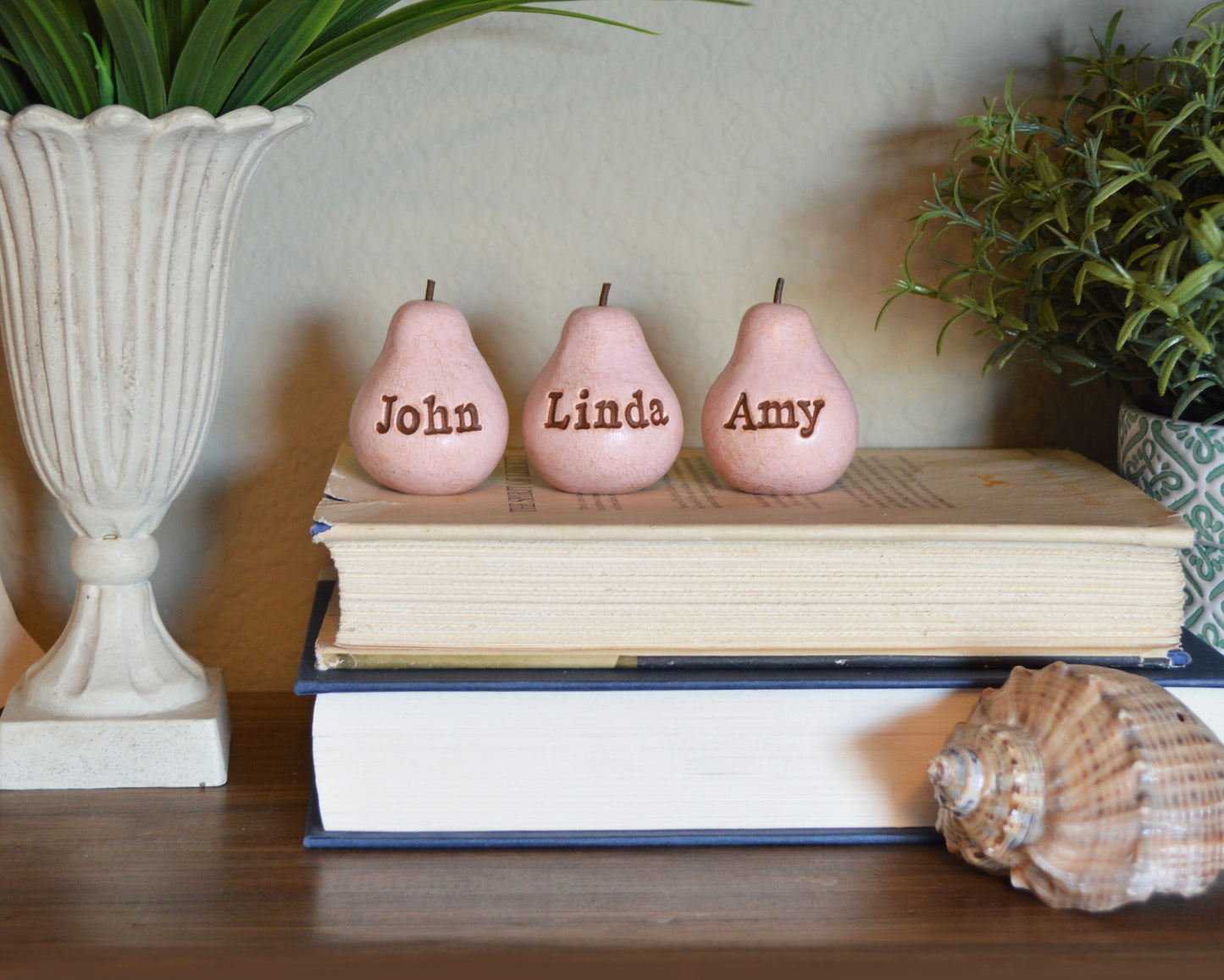 Custom worded vintage pink pears / Any words you want / FREE SHIPPING