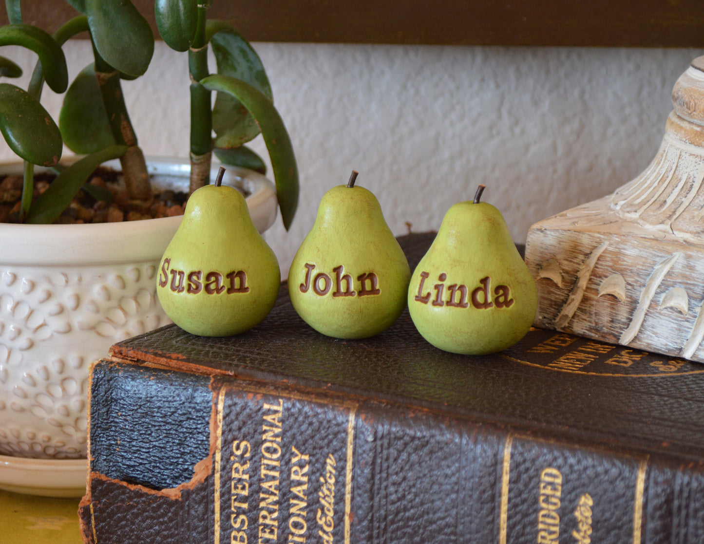 Custom words vintage green pears / Any words you want / Bespoke text gift / FREE SHIPPING