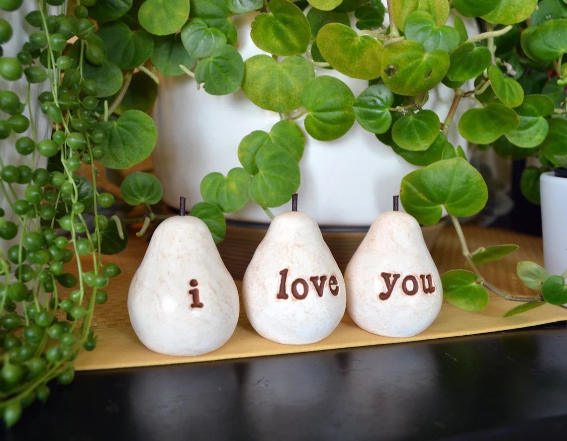 Rustic white i love you pears / FREE SHIPPING