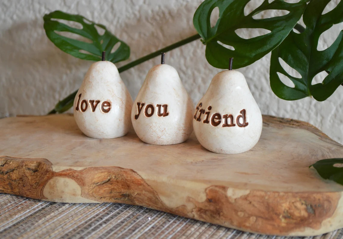 Rustic white love you friend pears / FREE SHIPPING