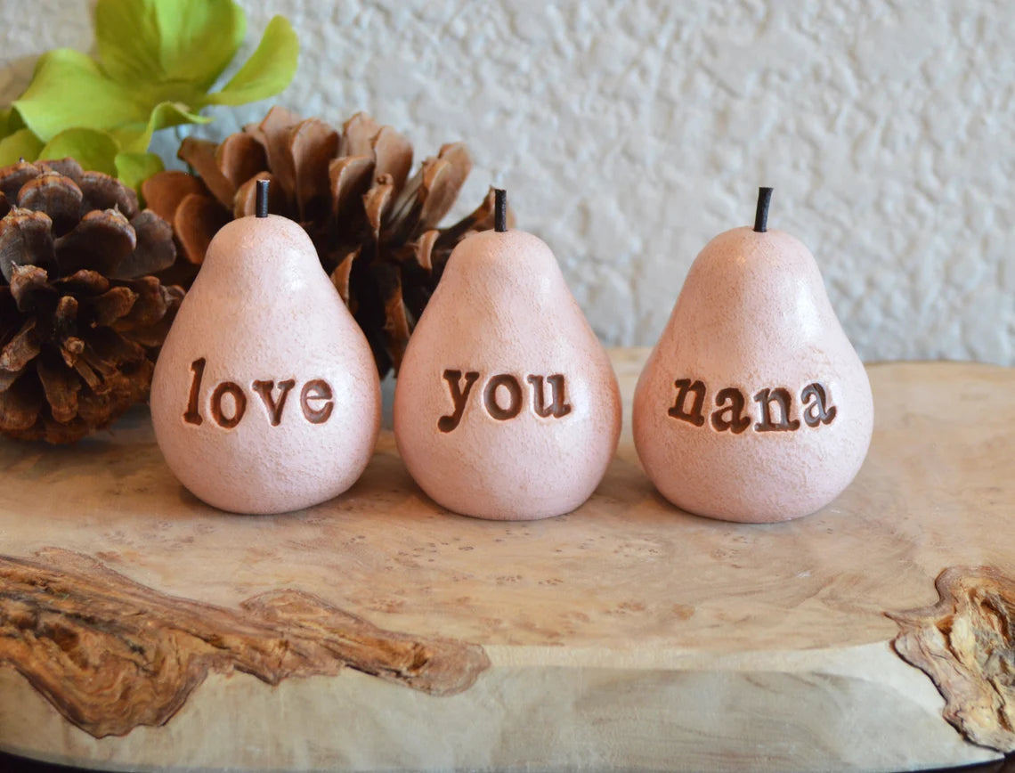 3 rustic pink love you nana pears