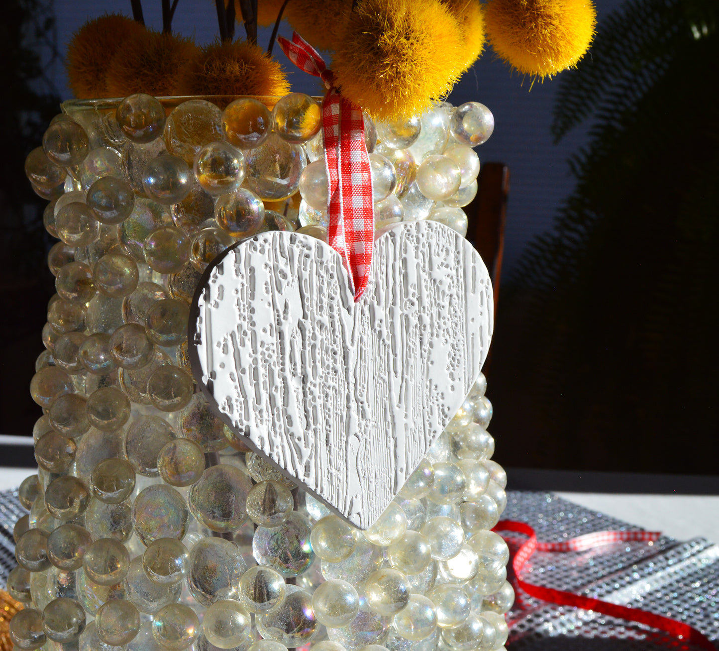 Valentine's Day ornaments - Set of 3 textured hearts